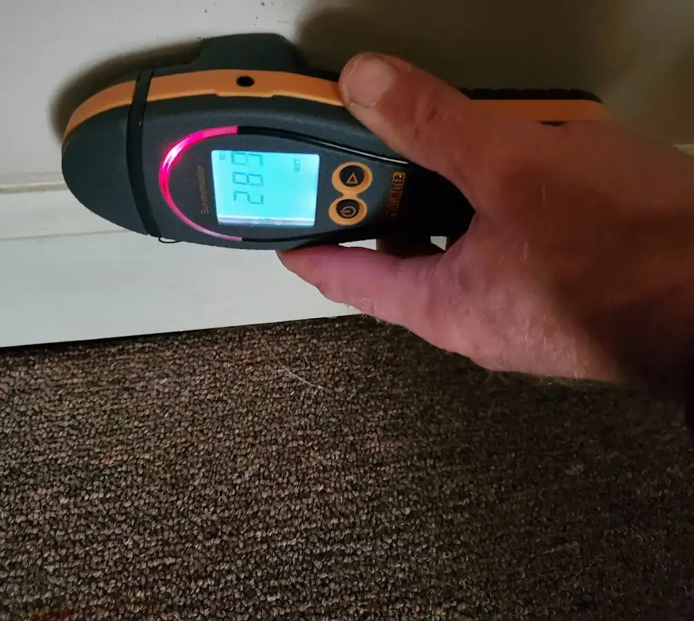 Moisture detection at baseboard during Burst Pipe Cleanup in Norridge